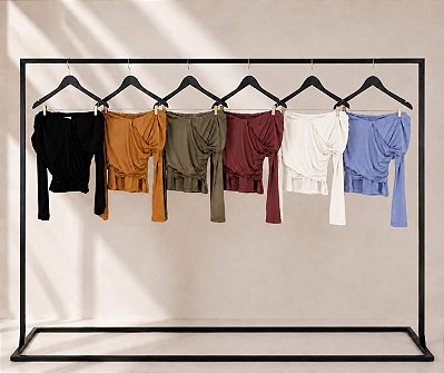 BLUSA MANGA LONGA DRAPEADA