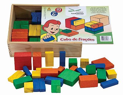 Cubo de Frações - 93 Peças em madeira colorida