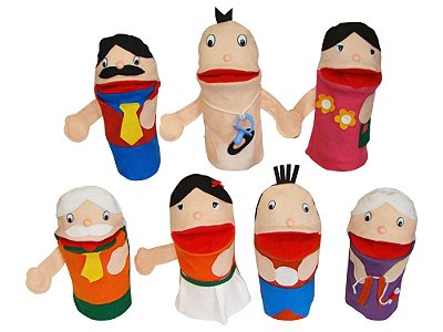 Conjunto de Fantoches Família Branca - 7 peças
