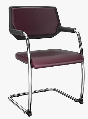 Cadeira Fixa Empilhável Piena Base Cromada Encosto Estofado Plaxmetal