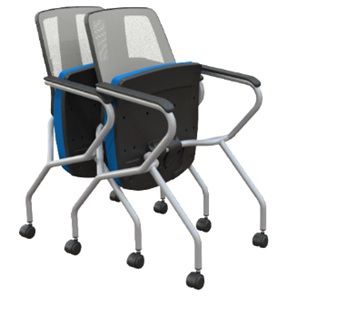  Cadeira Fixa Aproximação 43106 ZI Retrátil Executiva c/ Rodizio 50 Nylon Encosto Tela Braço Integrado Injetado 