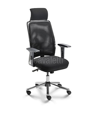 Cadeira Presidente NewNet 16001 AC Com Apoio Lombar Regulavel - Base Cromada - Syncron - Braços SL  New PU Cavaletti