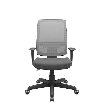 Cadeira Presidente Linha Brizza Tela Cinza Assento Poliester Cinza- Base Standard - Back Plax - Braços Regulavel - Plaxmetal