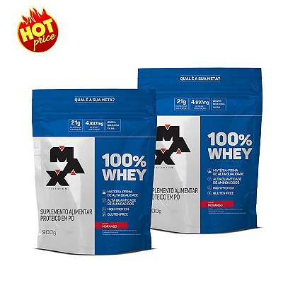 COMBO 02 Whey 100% Concentrado 900g Refil - Max Titanium