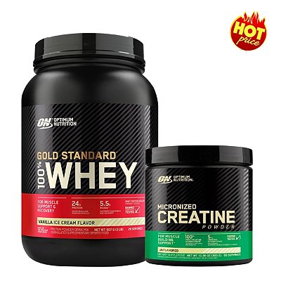 PROMO 100% Whey Gold Standard 900g + Creatina 300g Optimum Nutrition
