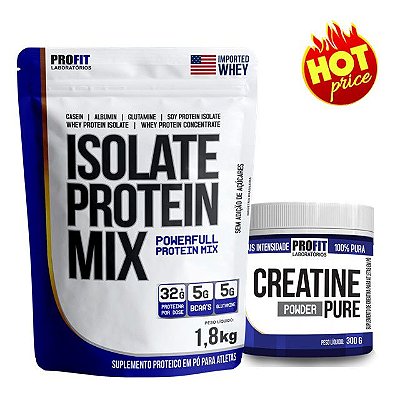 COMBO Isolate Protein Mix Refil 1,8kg + Creat 100% pura 300g - Profit