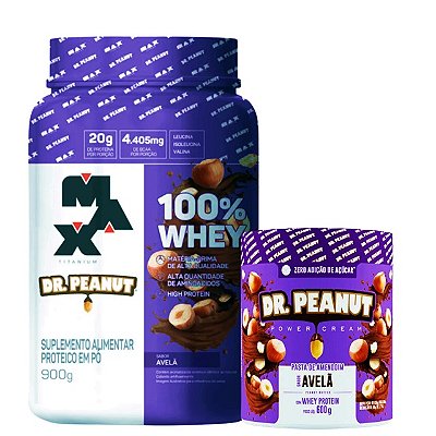Whey 100% Whey Protein Dr. Peanut x Max Titanium Avelã 900g