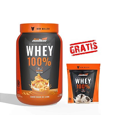 Whey 100% New Millen 900g + Brinde Sachê dose única (sabor aleatório)