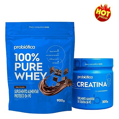 PROMO Whey 100% Pure Refil Probiótica 900g + Creatina 300g