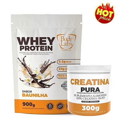 PROMO Whey Protein Concentrado Body Labs Nutrition 900g + Creatina 300g