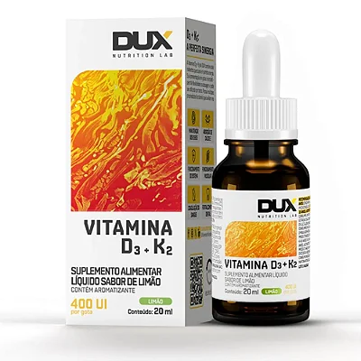 Vitamina D3+K2 20ml Limão - Dux Nutrition