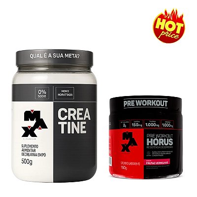 KIT Creatina Max Titanium 500g + Hórus 150g Frutas Vermelhas