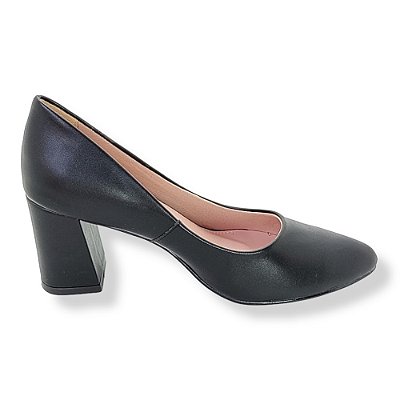 SCARPIN FEMININO SALTO BLOCO NAPA PRETO