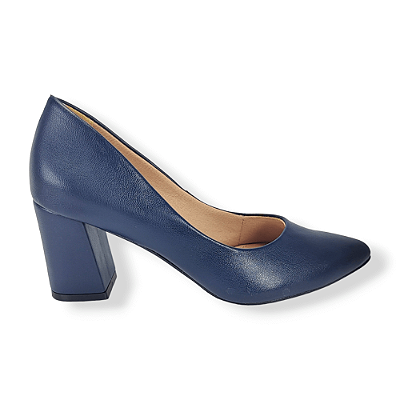 SCARPIN SALTO BLOCO NAPA SOFT - AZUL ESTELAR