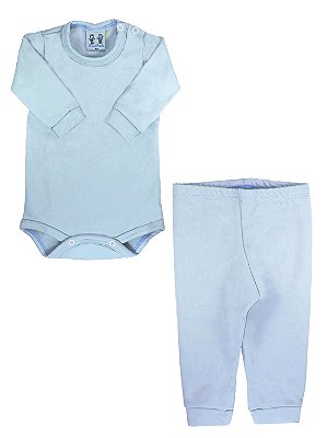 Conjunto Body e Calça Bebê Rosebud Ultramicro Thermo Azul Claro