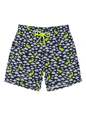 Short Infantil Up Baby Microfibra Dinossauro Marinho