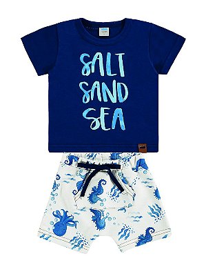 Conjunto Marlan Camiseta Curta e Bermuda Salt Sand Sea Azul