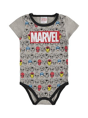 Body para Bebê Marlan Curta Marvel Vingadores Cinza