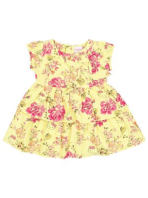 Vestido Floral em Popeline Hello Kitty