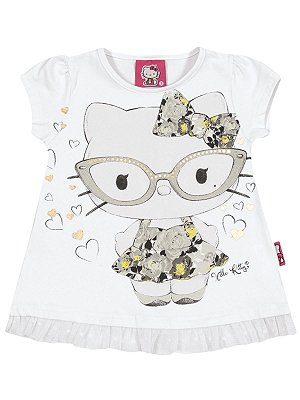 Blusa em Cotton Light e Tulê Hello Kitty