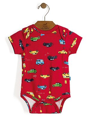 Body Manga Curta Vintage Carros Vermelho Up Baby