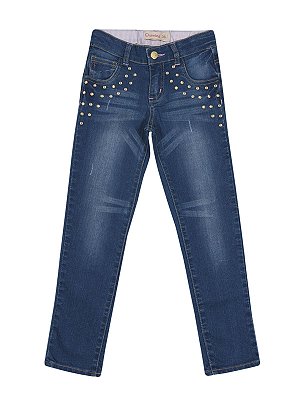 Calça Jeans com Strass Quimby