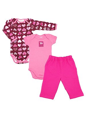 Conjunto 3 Peças - Bodies e Calça - Hearts Be Little