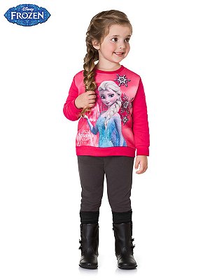 Conjunto Elza Frozen Blusão em Moletom e Legging Maxi Cotton Brandili