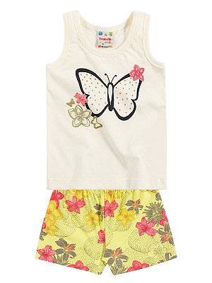 Conjunto em Cotton Regata e Short Borboleta Brandili