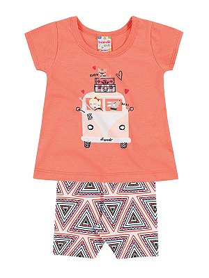 Conjunto Blusa Manga Curta em Malha e Bermuda Maxi Cotton Brandili