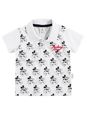 Camisa Polo em Malha Manga Curta Mickey Mouse Brandili