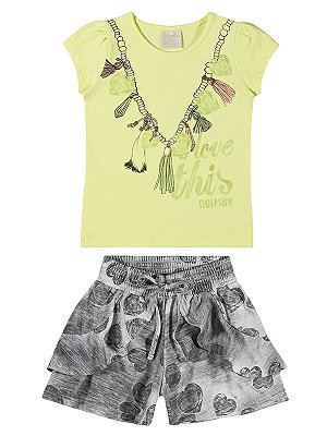 Conjunto Quimby Curto Menina Love This Verde