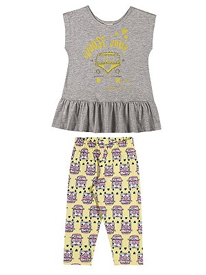 Conjunto Quimby Menina Adventure Cinza Mescla