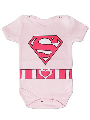 Body Divertido para Bebê Super Baby Menina Manga Curta