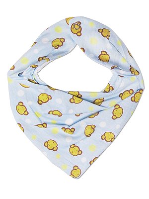 Babador Bandana Petit&Co Macaquinhos Azul