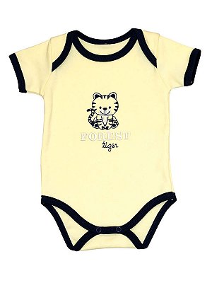 Body Mini Baby Curta Suedine Forest Tiger Amarelo