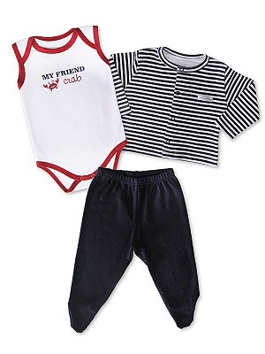 Conjunto Mini Baby 3 peças My Friend Crab Branco