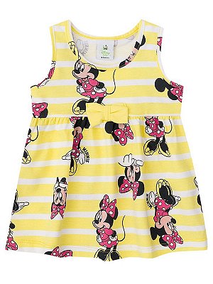 Vestido Brandili Curto Minnie Listras Amarelo