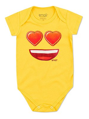 Body Divertido Marlan Curta Emoji Smile Amarelo