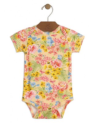 Body Up Baby Suedine Curta Floral Amarelo