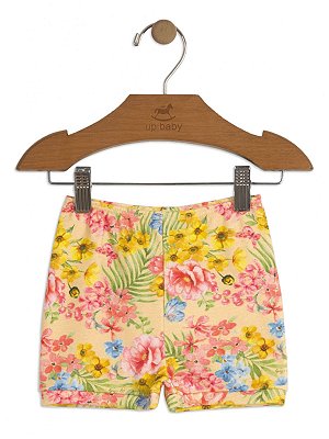 Short Up Baby Suedine Floral Amarelo