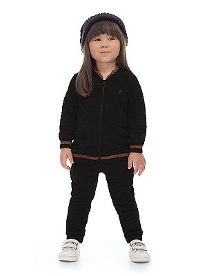 Conjunto Up Baby 2 peças Jaqueta e Calça Malha Matelasse Preto