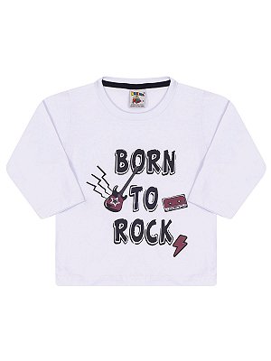 Camiseta Molekada Manga Longa Born to Rock Branca