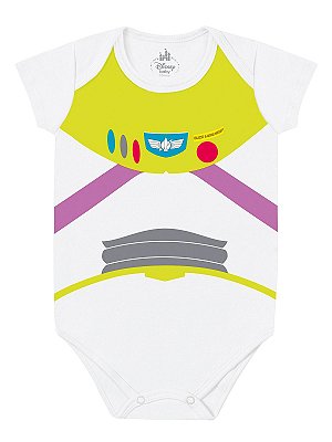 Body para bebê Marlan Fantasia Manga Curta Buzz Branco