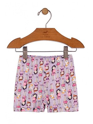 Short Up Baby Suedine Meninas Lilás