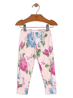 Calça Up Baby Culote em Suedine Flores Rosa