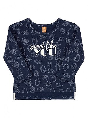 Blusa Peluciada Up Baby Manga Longa Molecotton Sweet Like You Azul