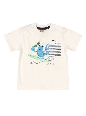 Camiseta para Bebê Up Baby Curta Malha Lagosta Natural