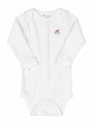 Body para Bebê Up Baby Manga Longa Suedine Branco