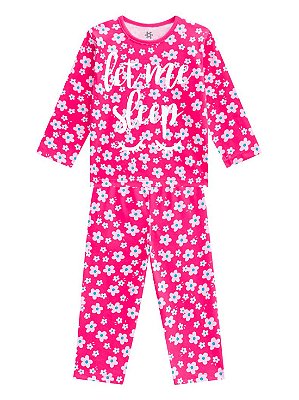 Pijama Brandili Let me Sleep Malha Longo Infantil Feminino Pink